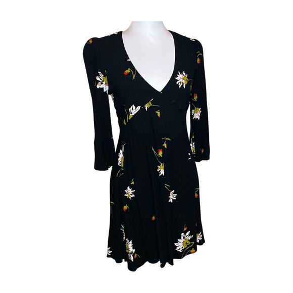 Free People Black Floral Mini Dress - Picture 3 of 8